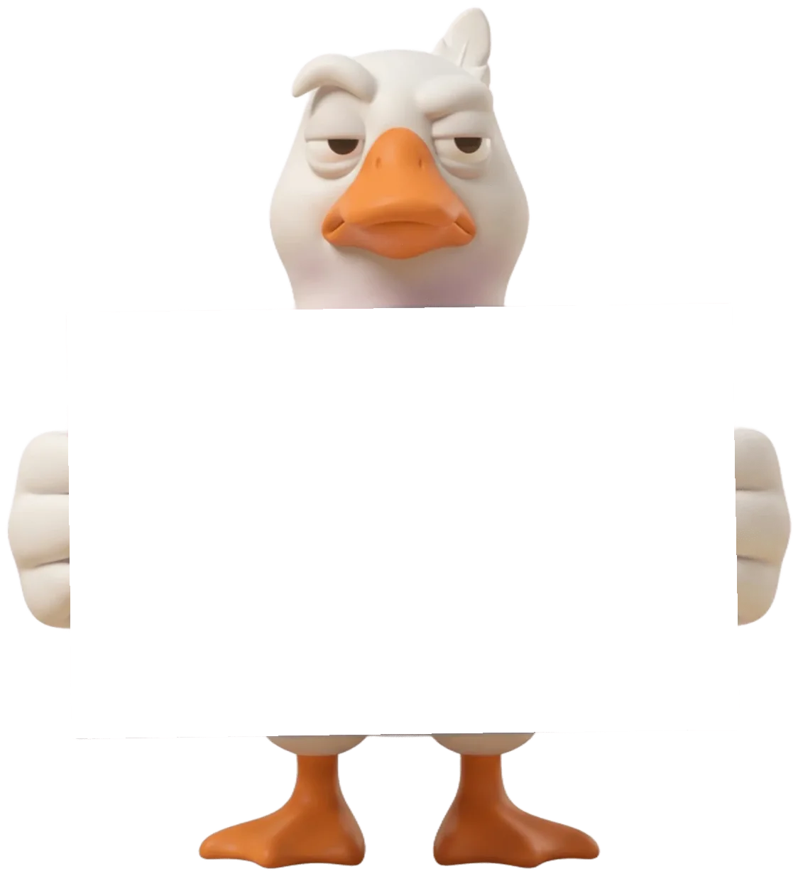 Gus the goose, holding up an envelope